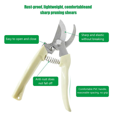 Two Pack Lightweight Garden Flower Scissors Pruning Shears For Smooth Clean Cuts On Flowers Branches And Leaves, ergonomic soft grip.