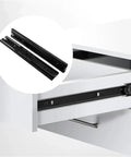 Close-up of Three Fold Full Extension Telescopic Drawer Slides With Ball Bearing Undermount, 14 Inch Black, Cold Rolled Steel Build