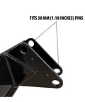 Towable Backhoe Bucket 16 Inch Heavy Duty Digging Attachment for Tough Jobsites, Durable Steel Construction, pin detail view