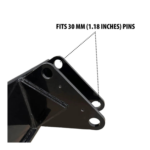 Towable Backhoe Bucket 16 Inch Heavy Duty Digging Attachment for Tough Jobsites, Durable Steel Construction, pin detail view