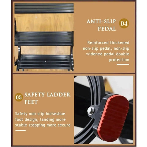 Smooth Operator Electric Attic Ladder Pull Down Staircase features non-slip pedal and safety ladder feet for secure use.