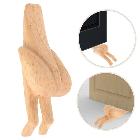 Wooden Door Stopper With Cute Decorative Funny Shape Prevents Doors From Hitting Walls Easy To Install No Tools Needed for safety