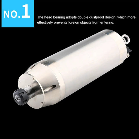 Rock Solid 5.5 Kilowatt Water Cooled Spindle Motor Packs Hella Smooth Performance At 24000 Rpm High Speed For Cnc Routers Features shiny silver body with double dustproof design.