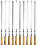 12 Pack 22 Inch Stainless Steel Kabob Skewers With Wide Reusable Nonslip Wooden Handles Heavy Duty BBQ Skewers For Shish Kebabs Chicken Shrimp And Vegetables Perfect For Backyard Grill Outs Easy To Clean