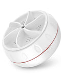 Straight Up Portable Mini Washing Machine With Ultrasonic Turbo Action And Grip Tight Suction Cups For No Sweat Laundry Care In College Dorms Or Camper Vans USB Powered, white handheld device.