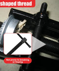 Close-up of Two Jaw Gear Puller 2 Inch Carbon Steel Adjustable Gear Remover Tool showing T-shaped thread detail.