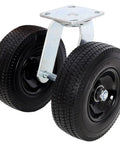 8 Inch Dual Wheel Swivel Caster With PU Pneumatic Wheels And Zinc Plated Top Plate 660 Lb Capacity Built To Haul Heavy Duty Industrial Caster