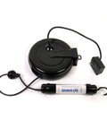 13W Fluorescent Work Bounce Light with 25ft Reel, Built Tough for Drops, Bounce Bulb Protection, black reel and hook design