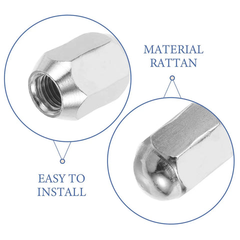 Top Tier MERRYHAPY 16 Piece Acorn Style ATV Wheel Nut Kit For Quad Dirt Bike Trailers With Heavy Duty Metal Construction Ensuring Ultimate Durability And Super Easy Installation For Your Off Road Adventures, silver acorn nut close-up