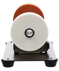 Heavy Duty Mini Belt Sander, Kickass Electric Benchtop Grinder With Dual Coarse And Fine Wheels view showing dual grinding wheels on a sturdy base.