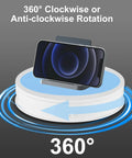 Top Notch 10 Inch Electric Photography Turntable With Super Quiet Motor And Bright LED Spotlight Remote Control For Crystal Clear Product Shoots Streaming Or Live Sales Videos Showcasing Jewelry Gadgets Models In Style showing 360-degree rotation with smartphone holder.