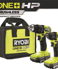 Hard Hitting 18V Brushless Drill And Impact Driver Kit With Two 1 5Ah Batteries Rapid Charger And Tough Nylon Case lightweight tools in black and green.