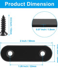 Front view of black stainless steel 2-inch flat mending bracket with two holes, 0.07 in thick, screws shown.