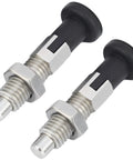 2PCS Rock Solid Push Fit Ball Nose Spring Plungers, M10x1.5 Stainless Steel Retractable Index Plunger With Self-Locking Knob, Reliable Locating Pin To Keep Your Rigs Locked And Loaded - Close-up of stainless steel retractable plungers