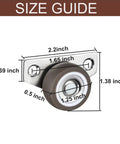 Size guide for Mini Side Mount Casters Set 1.25 Inch Low Profile Fixed Non Swivel Rubber Wheels with Metal Plate for Furniture and Cabinets.