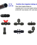 Three Way Lock Tee Barbed Irrigation Fittings For Half Inch Tubing, Leak-Proof Hose Connectors, 16 To 16.5 mm, 10 Pack