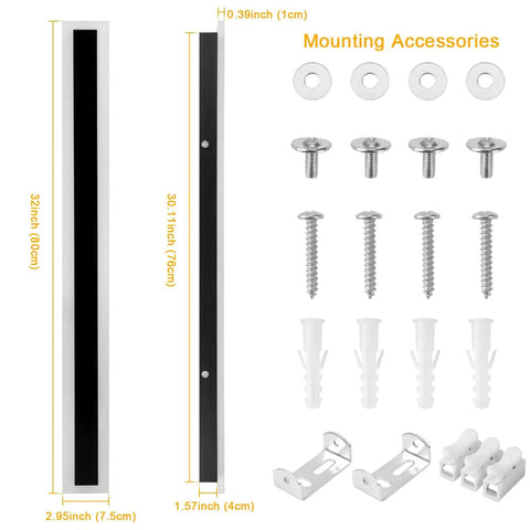2 Pack Outdoor Wall Lights 32 Inch 24W IP65 Frosted Acrylic LED Modern Rectangular Black Wall Fixtures with mounting accessories