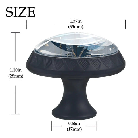 Butterfly And Moon Round Cabinet Knobs 4 Piece Set, Glass ABS Hardware with stainless screws, size 35mm x 28mm x 17mm, black finish.