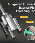 Close-up of Dope 4 In 1 Water Pipe Wrench And Pipe Threader Kit For PVC Pipes Internal And External Threading Tool in use