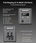 Feature Filled Portable Power Station With 3072Wh Capacity And Bonus Expansion Pack Clutch detailing full LCD display and 14 ports.