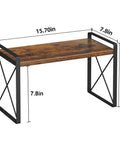 Totally Legit Countertop Shelf Organizer Rack, Rustic Brown Spice Holder, Kitchen Counter Pantry Display Stand, 15.7in wooden shelf with black steel brackets.