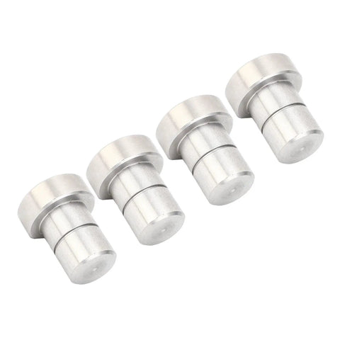 Four Piece Three Quarter Inch Stainless Steel Bench Dogs For Woodworking, Non Slip Flat Sided Stops with Anti Scratch Pads