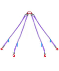 Built Tough Heavy Duty 5 Foot Four Leg Rigging Sling With Grab Hook And Adjuster, 3 Ton G80 Alloy Steel Chain Link Eye Hook Hoist Gear For Safe Towing And Cargo Handling On Job Sites, four-leg purple sling
