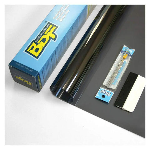 NA05 Window Film For Daytime Privacy And Sun Control Extra Dark Natural Black 5 Very Dark 24 Inch By 14 Feet Keeps Your Pad Cool And Boosts Heat Rejection While Blocking 99 Percent UV Rays showing roll with installation kit