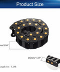 R100 Open Cable Drag Chain Carrier For CNC Machines And Electrical Gear, 1 Meter Long, 35x100mm, shown coiled with dimensions.