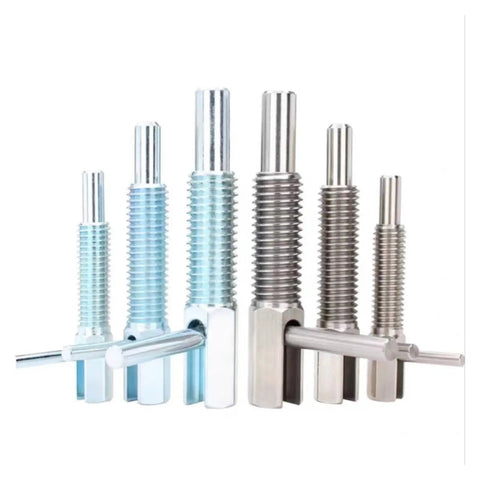 Sturdy Hand Retractable Indexing Bolt With Long Stroke L Handle And Secure Lock Coarse Teeth Grip for precision work alignment.