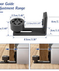 Sliding Barn Door Hardware Kit For 10 Ft Track, Smooth And Quiet Glide, showing floor guide adjustment range with dimensions