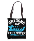 Fast Water Dragon Boat Tote Bag for Racing Crews And Water Sports Enthusiasts 16 By 16 Inch black tote with blue dragon design