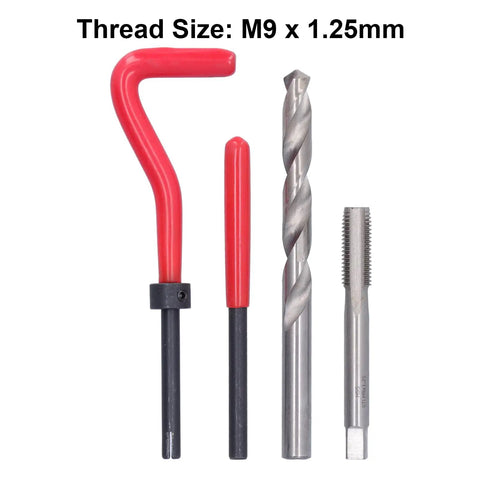 M9x1.25mm Thread Repair Kit: Ultimate Tool To Restore Stripped Internal Threads On Cars Fast. Durable Inserts Fix Damaged Holes In Soft Materials And Prevent Future Wear For A Solid Grip Every Single Time. M9 x 1.25mm tap drill and threaded insert tools