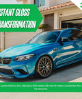 Blue car with high gloss finish from All In One Car Polish And Wax That Corrects Scratches And Swirls Provides Clear Coat Safe Sealant And A High Gloss Finish Easy One Step Application 16oz Made In USA
