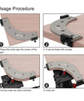 Professional Woodworking Router Corner Radius Templates And Heavy Duty Jigs For Dead On Rounds Smooth As Butter Finishing And Sweet Cabinet Builds Featuring R100 Through R300 Specs usage procedure steps for R100 template jig.