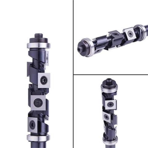 Built Tough Carbide Flush Trim Router Bit With Top And Bottom Bearings 19 Mm Diameter Half Inch Shank shown from multiple angles.