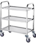Stainless Steel Lab Cart With Three Shelves 400 Pounds Capacity Locking Wheels Medical Utility Cart For Lab Clinic Kitchen Salon