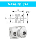 Two Piece Flexible Beam Coupling 6Mm To 8Mm Bore 20Mm Diameter 25Mm Length Aluminum Alloy Shaft Coupler for motors