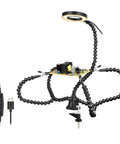 5X Magnification LED Magnifying Lamp with Clamp and Flexible Arms for Soldering Crafts and DIY Projects, USB-powered