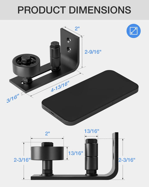 Two Pack Barn Door Floor Guide Set With Eight Setup Options For Bottom Flush Installations Wall Mounted Sliding Door Guide Adjustable Roller dimensions and design