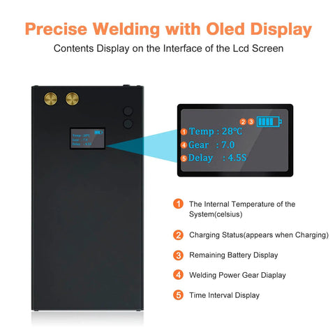 Portable Mini Spot Welder With LCD Screen 11000mAh Battery 80 Adjustable Power Settings 0.1 Increments Includes Spot Welding Pen 5M Nickel Strip And USB Charging Cable For DIY Projects