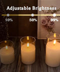 Rechargeable Flameless Candles Set Of Three With Real Wax Pillars, Flickering LED Flame, Remote Control And Timer, USB Charging
