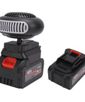Quick Warm Up Battery Operated Compact Warmer With Anti Tip Safety For Cars Homes Outdoors Dual Rechargeable Lithium Cells, black heater with battery.