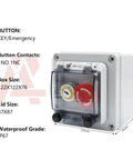 IP67 Waterproof Outdoor Emergency Stop Switch Box With Protective Cover And Key Button dimensions and features
