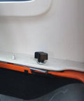 Close-up of installed Hardtop Quick Removal Thumb Screws With Nut Washer And Tie Down D Rings for Jeep Wrangler JK YJ TJ JKU black no tools.
