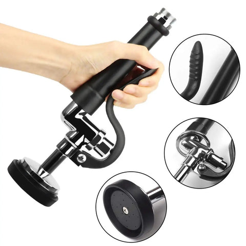 Person holding Pro Grade Pre Rinse Spray Valve Head for Commercial Kitchen Sinks with close-ups of nozzle and handle features