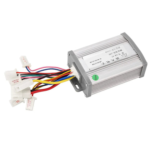 24V 1000W Brushed Electric Speed Controller for E Bike Conversion with Smart MCU Chip, aluminum casing and colored wires.