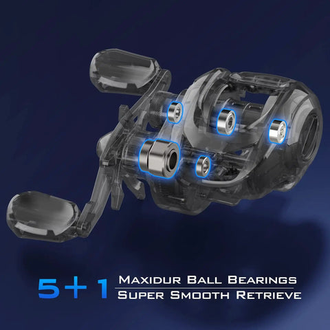 Centron Lite Baitcasting Reel With 7.1 To 1 Gear Ratio Right Hand Ultra Lightweight 7.6 Oz showcasing ball bearings design