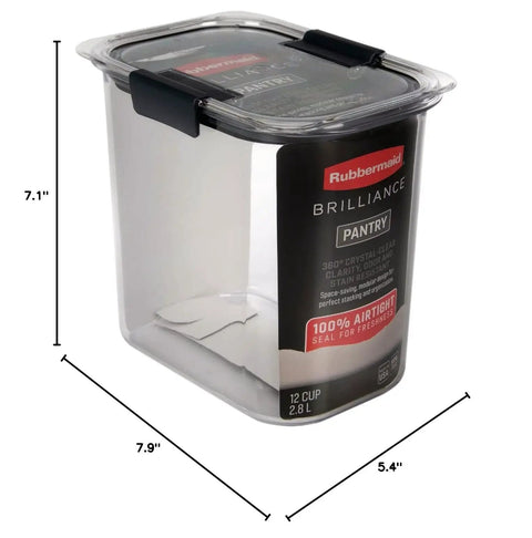 Straight Up 12 Cup Airtight Food Storage Container With Secure Snap Lid For Pantry Organization And Kitchen Cabinets, clear design