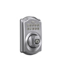 Camelot Electronic Keypad Deadbolt Lock For Front Door No Keys Needed With Keyless Entry And Mechanical Key Backup, Satin Chrome Finish